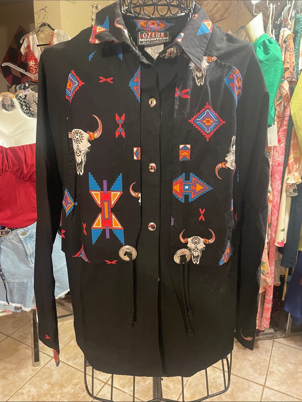 Western Black Aztec-Print shirt